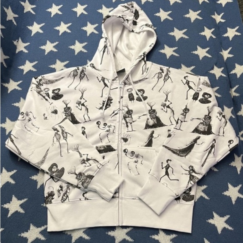 Women's Graphic White Zip-Up Hoodie
